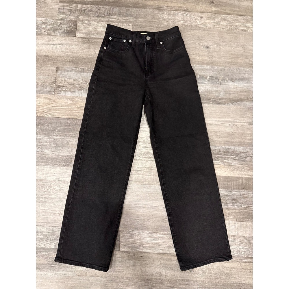 Madewell The Perfect Vintage Wide Leg Jeans Black High Rise Size 25